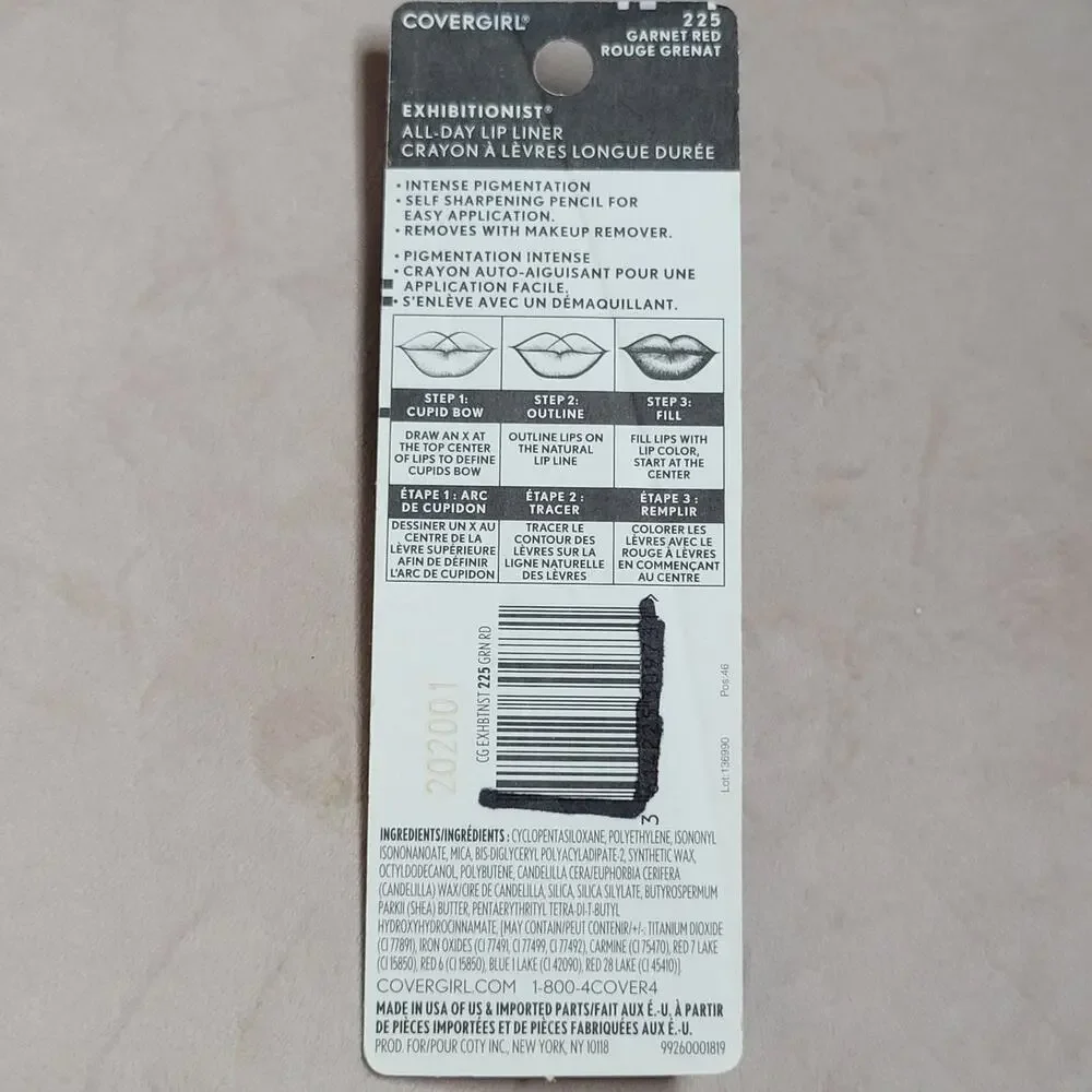 Covergirl Exhibitionist Lip Liner Garnet Red 225✨️BRAND NEW IN PACKAGE CARDED